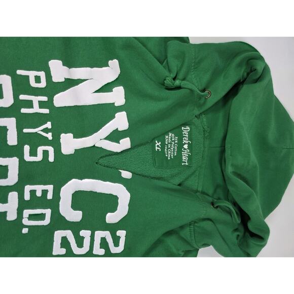 Derek Heart Green Graphic Hoodie Sweatshirt Dress Tunic NYC 22 Phys Ed Size XL - Picture 6 of 8